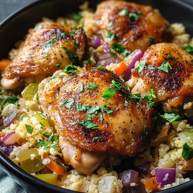 Crockpot Chicken Thighs with Cabbage & Cauliflower Rice