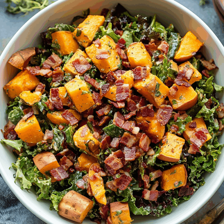 Warm Sweet Potato Salad with Turkey Bacon Dressing
