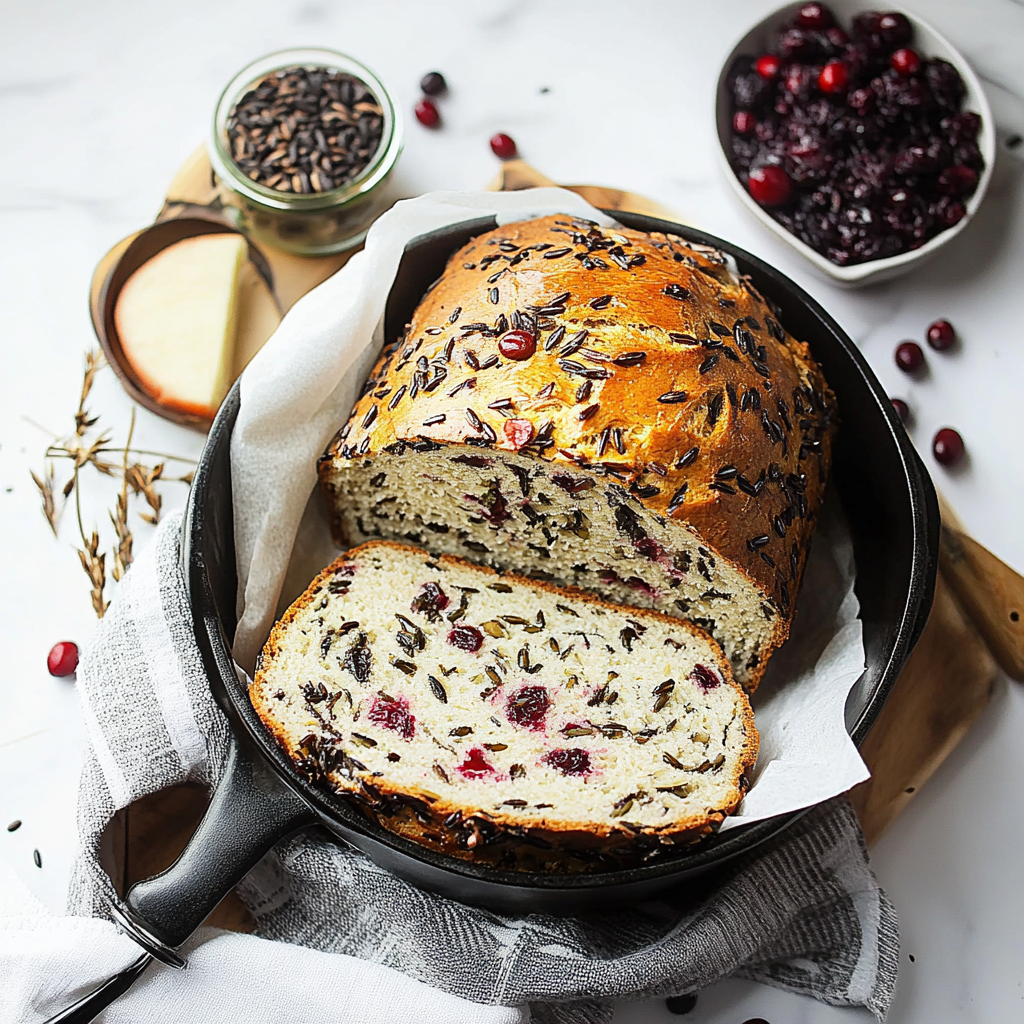 No-Knead Cranberry Wild Rice Bread