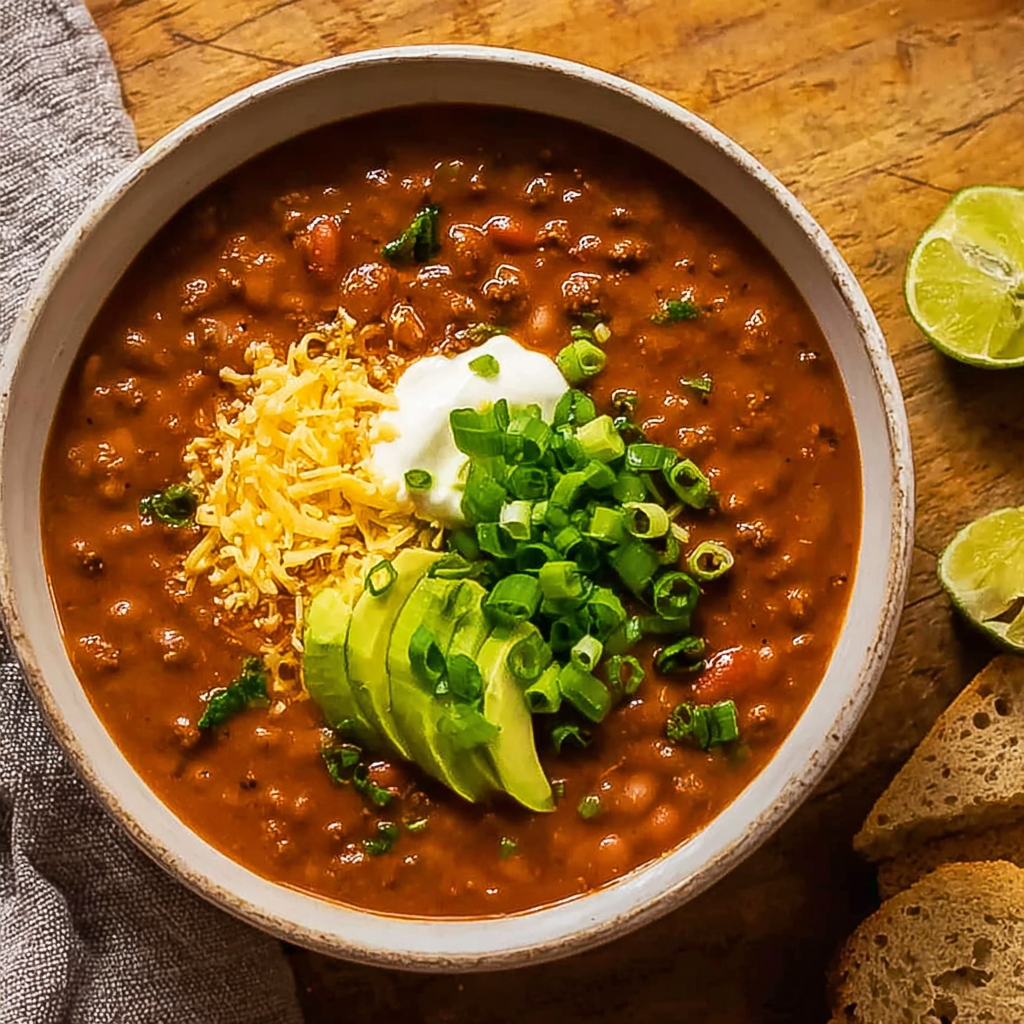 Crockpot Spicy Queso Beef Chili